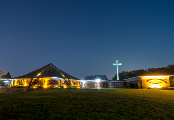 Picture of a church at night