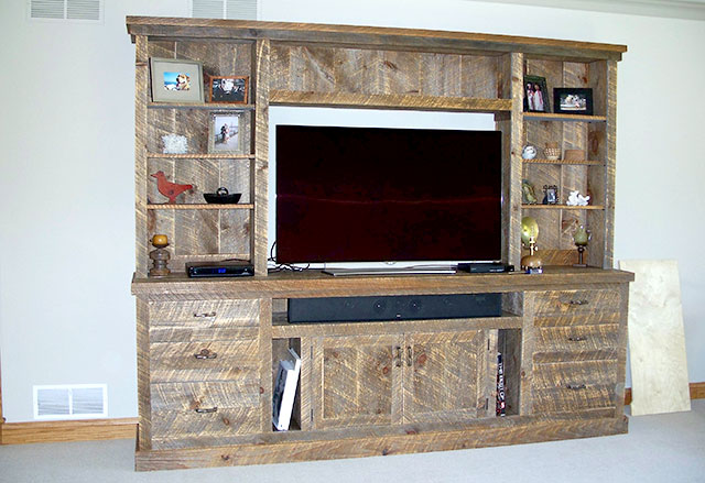 Reclaimed barn wood cabinets 
