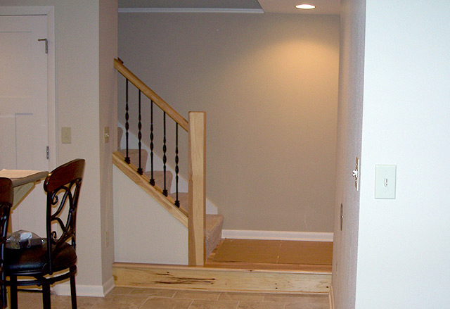 Stairs to basement recreation room